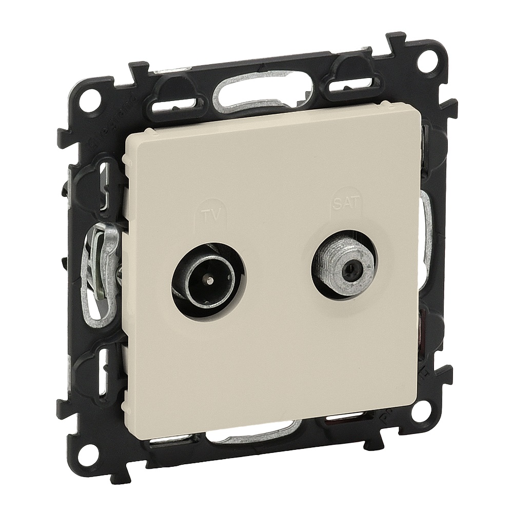 Розетка оконечная TV SAT Legrand Valena LIFE 10дБ, диапазоны 5-862 МГц/950-2400 МГц С лицевой панелью Слоновая кость 753562