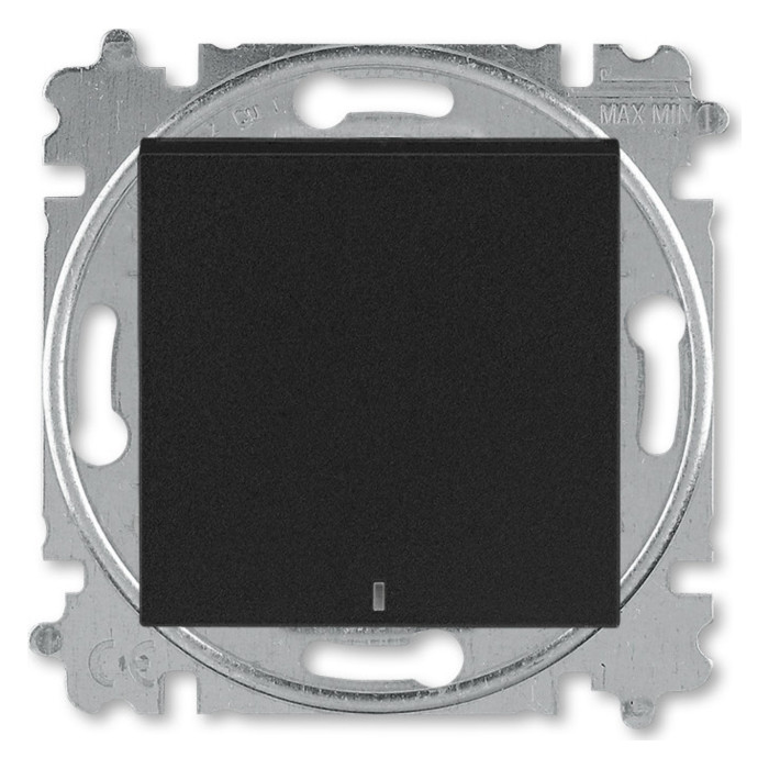 Выключатель одноклавишный кнопочный ABB LEVIT с подсветкой, антрацит // дымчатый черный, 2CHH599147A6063