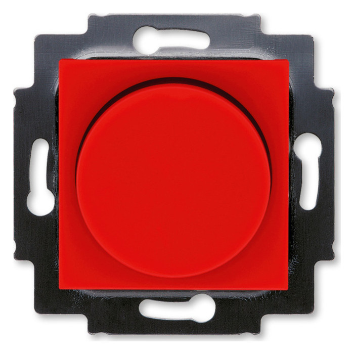 Светорегулятор поворотно-нажимной ABB LEVIT, 600 Вт, красный // дымчатый черный, 2CHH942247A6065