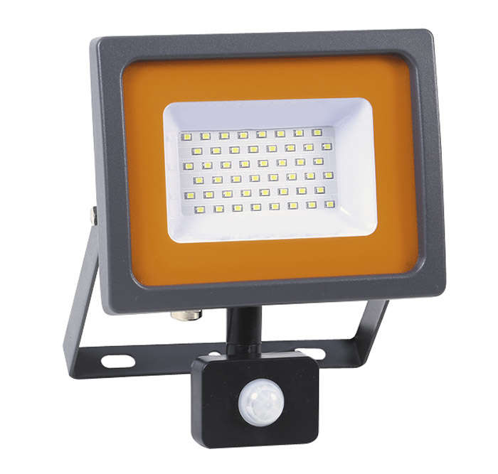 Прожектор светодиодный PFL-SC SENSOR 30Вт 6500К IP54 190-260В ДО закален. матов. стекло датчик движения инфракрасный JazzWay 5001411