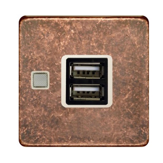 Розетка USB FEDE коллекции FEDE, скрытый монтаж, rustic cooper//бежевый, FD-212USBRU-A