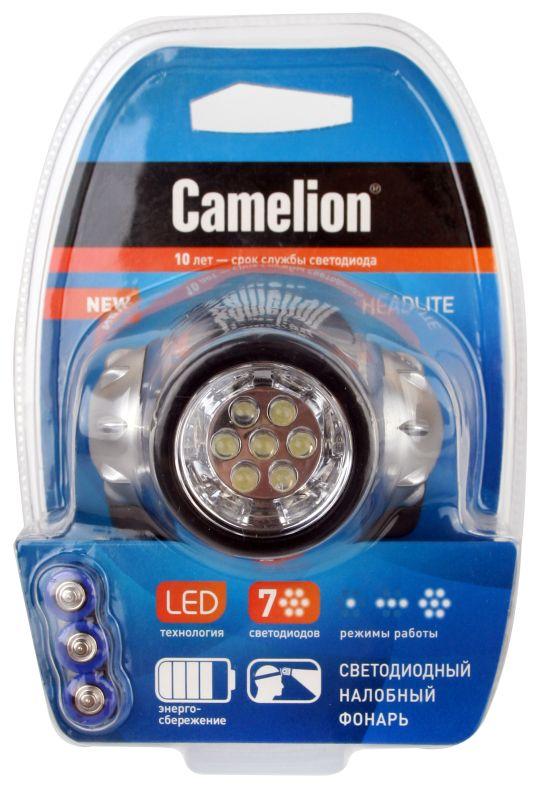 Налобный  фонарь LED5310-7F3 (7LED 3 режима; 3хR03 в комплекте; метал.) Camelion 7534