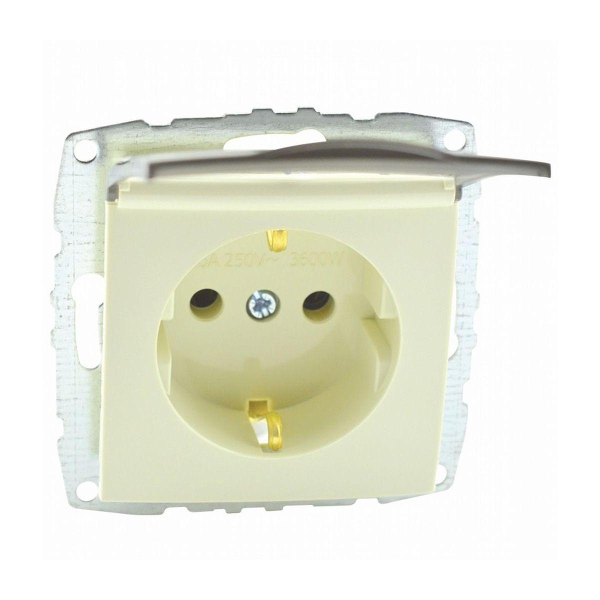 Розетка с заземлением механизм с крышкой, крем Mono Electric Despina/ Larissa 500-001721-118