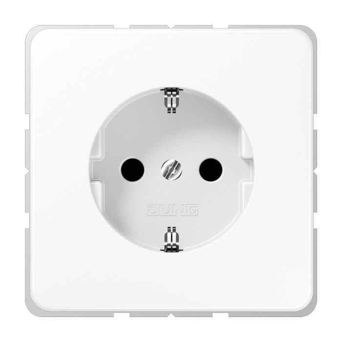 Розетка Jung CD 500, скрытый монтаж, с заземлением, белый, CD521WW