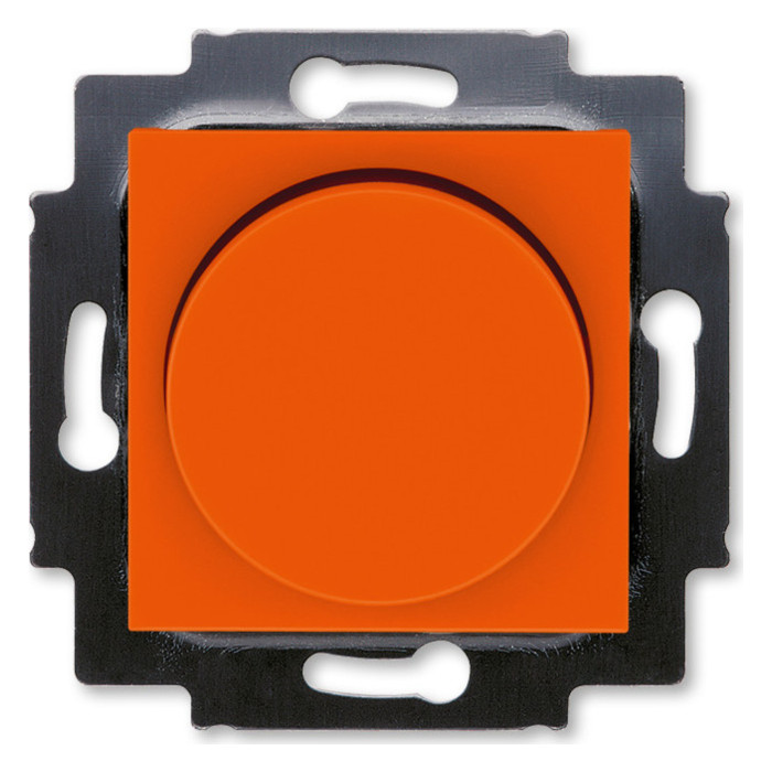 Светорегулятор поворотно-нажимной ABB LEVIT, 600 Вт, оранжевый // дымчатый черный, 2CHH942247A6066