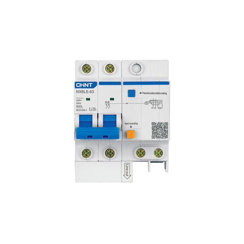 Выключатель автоматический дифференциального тока 2п D 20А 30мА тип AC 6кА NXBLE-63 (R) CHINT 982536