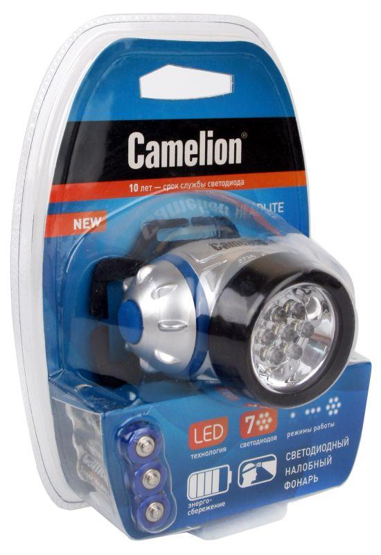 Налобный  фонарь LED5310-7F3 (7LED 3 режима; 3хR03 в комплекте; метал.) Camelion 7534