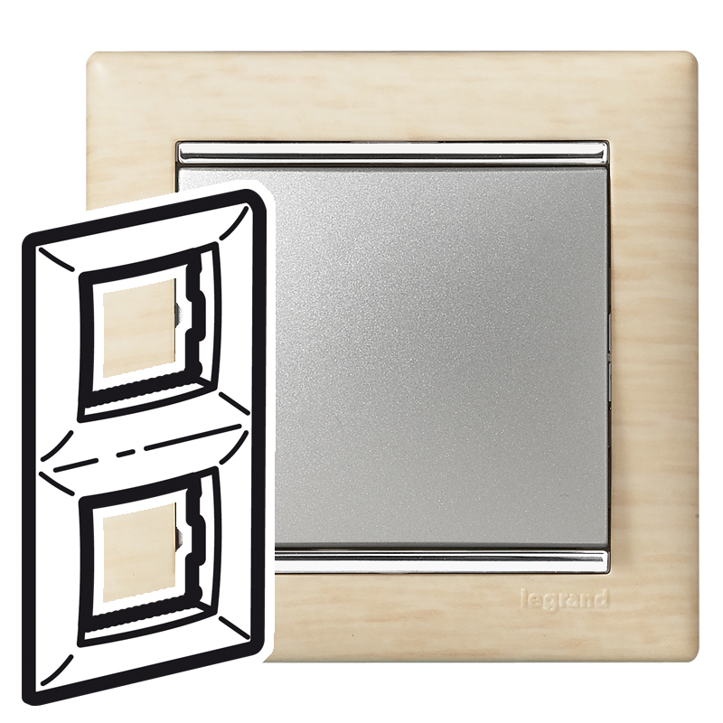 Рамка 2п вер СветДер/Сереб VLN