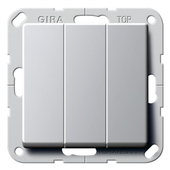 Трехклавишный выключатель Gira E22, алюминий, 2832203