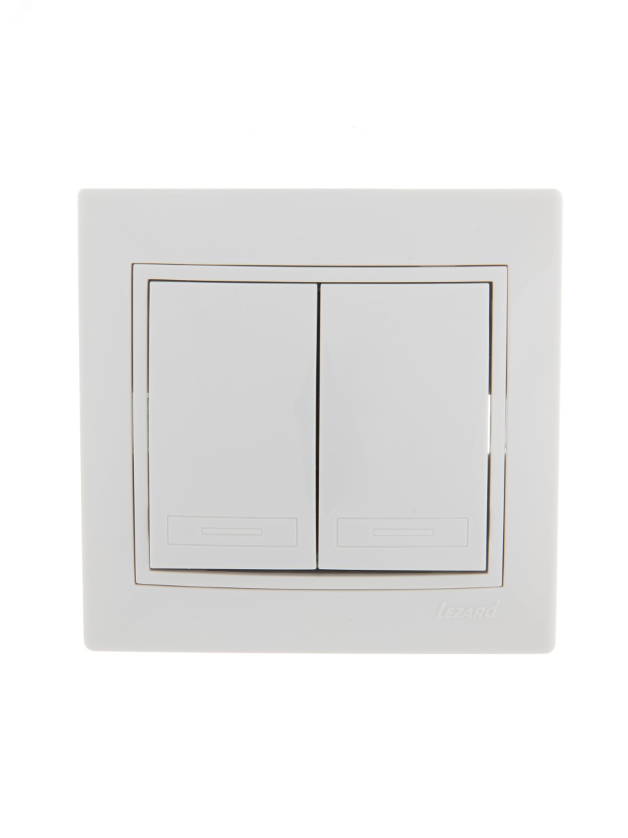 MIRA Выключатель двухклавишный белый с белой вставкой