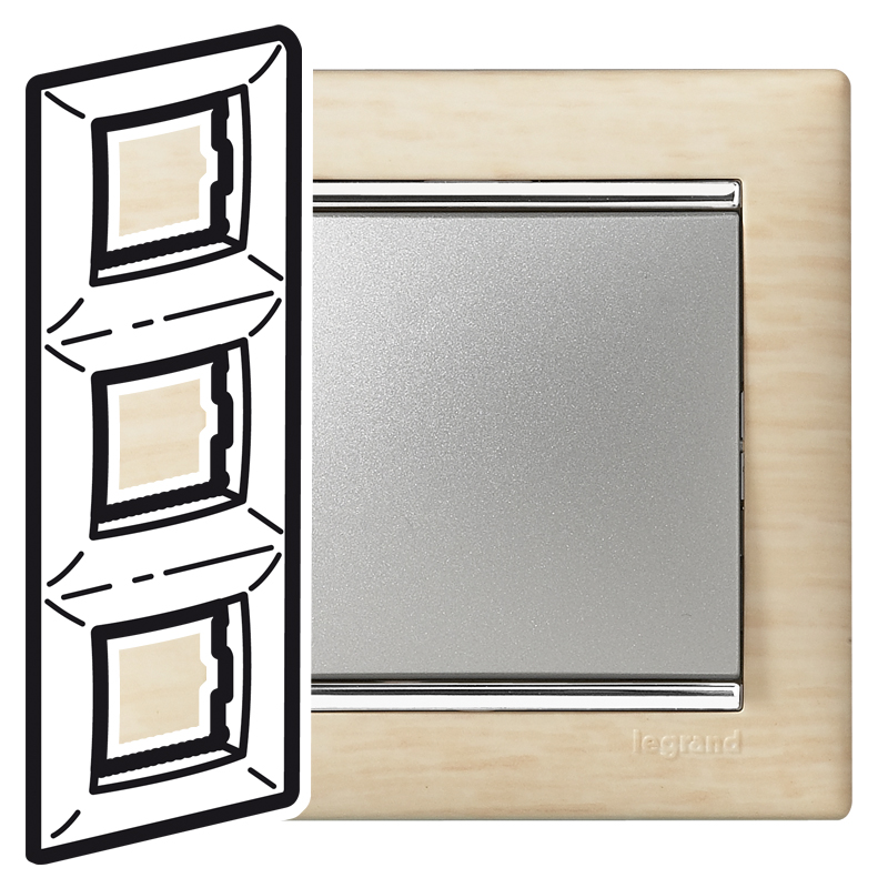 Рамка 3п вер СветДер/Сереб VLN