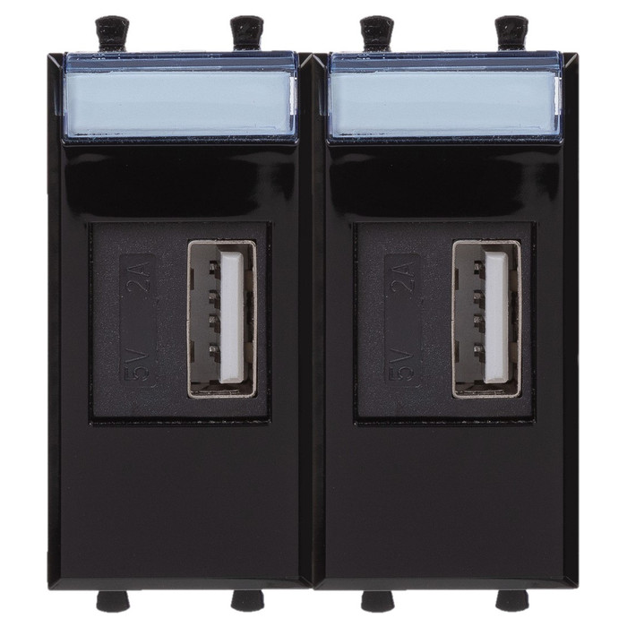 Зарядное устройство USB DKC AVANTI, в кабель-канал монтаж, черный квадрат, 4402542