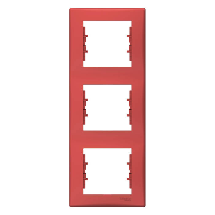 Рамка 3 поста Schneider Electric SEDNA, вертикальная, красный, SDN5801341