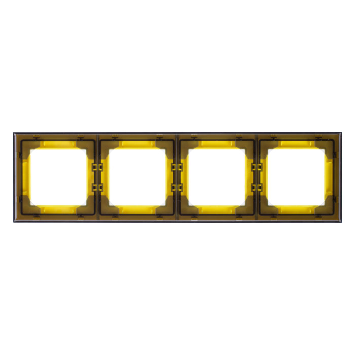 Рамка 4 поста ABB LEVIT, желтый // дымчатый черный, 2CHH015040A6064