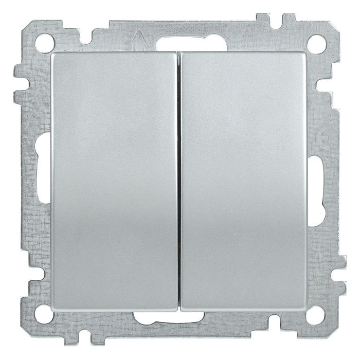 Выключатель двухклавишный IEK BOLERO, серебряный, EVB20-K23-10