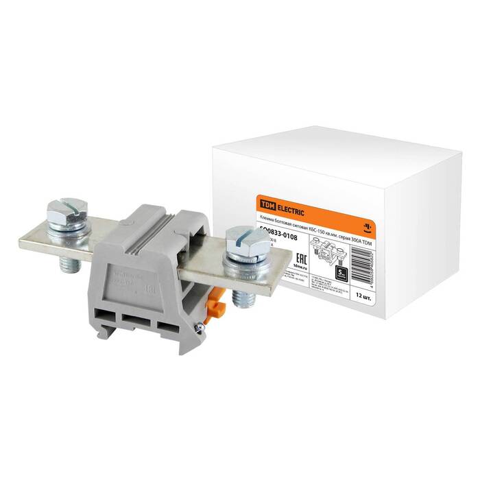 Клемма болтовая силовая КБС-150 кв.мм. серая 300А TDM