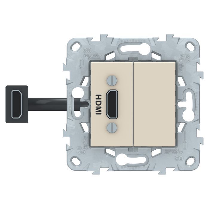 Розетка 2xHDMI Schneider Electric UNICA NEW, скрытый монтаж, бежевый, NU543044