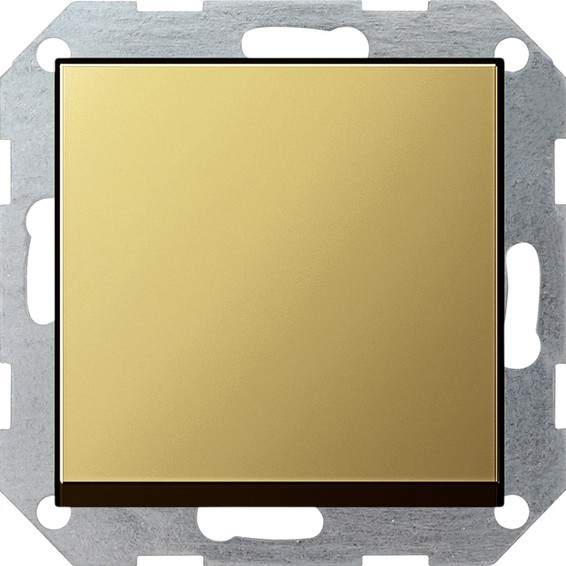 Выключатель одноклавишный кнопочный перекрестный Gira SYSTEM 55, латунь, 0127604