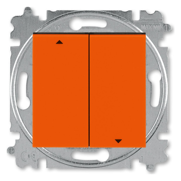 Выключатель для жалюзи 2-клавишный ABB LEVIT, механический, оранжевый // дымчатый черный, 2CHH598945A6066