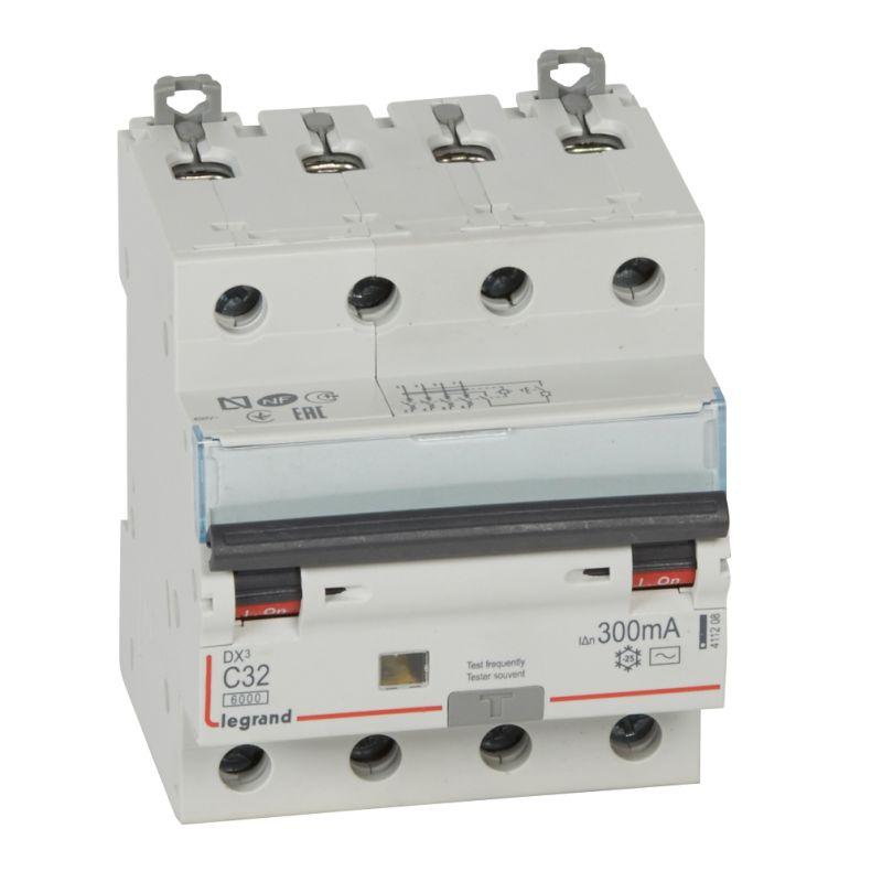 Выключатель автоматический дифференциального тока 4п C 32А 300мА тип AC 10кА DX3 4мод. Leg 411208