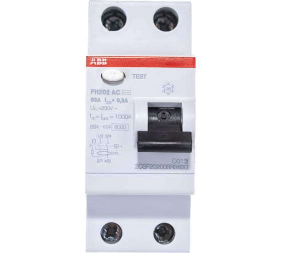 Выключатель дифференциального тока ABB FH202 2P 63A/0,3A