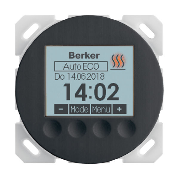 Термостат Berker, с дисплеем, черный глянцевый, 20462045