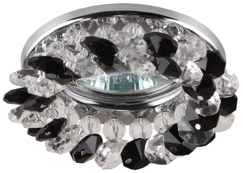 Светильник точечный DK16 CH/WH/BK 50Вт MR16 12В декор "круглый с мелкими хрусталиками" хром./прозр./черн. ЭРА C0043750