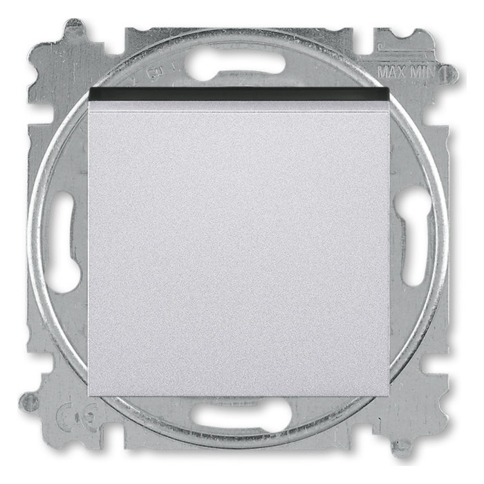 Выключатель одноклавишный двухполюсный ABB LEVIT, серебро // дымчатый черный, 2CHH590245A6070