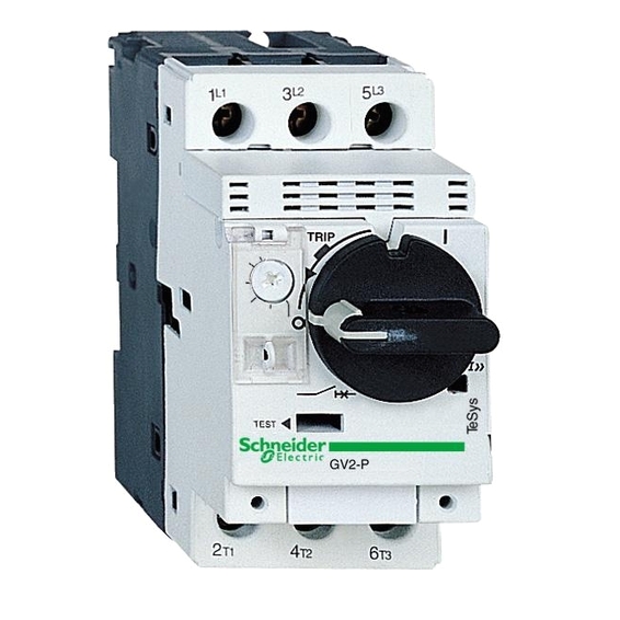 Силовой автомат для защиты двигателя Schneider Electric TeSys GV2 0.25А 3P, термомагнитный расцепитель, GV2P02