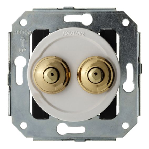 Выключатель двухклавишный кнопочный Fontini VENEZIA, хром//белый, 35343252