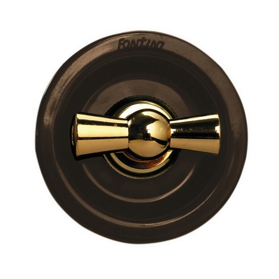 Ретро выключатель-кнопка поворотный Fontini VENEZIA, золото//коричневый, 35328542