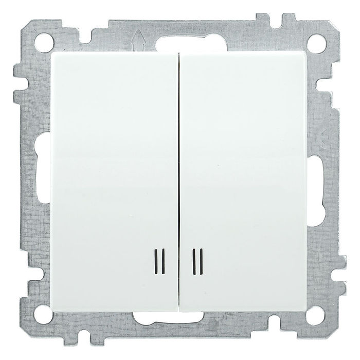Выключатель двухклавишный IEK BOLERO с подсветкой, белый, EVB21-K01-10-1