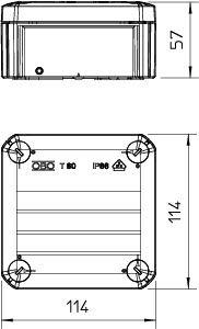 Коробка распределительная 114х114х57мм IP66 T60 OE закрыт. свет. сер. OBO 2007239