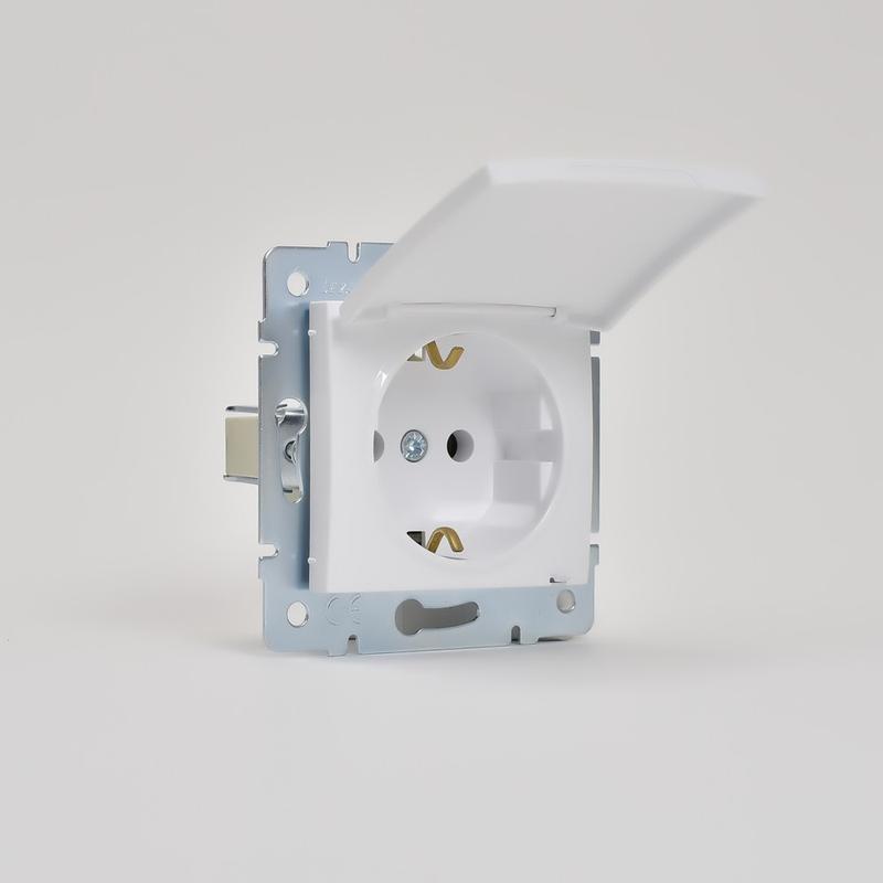 Розетка  KARINA термопласт с заземлением белый LEZARD 707-0288-123B