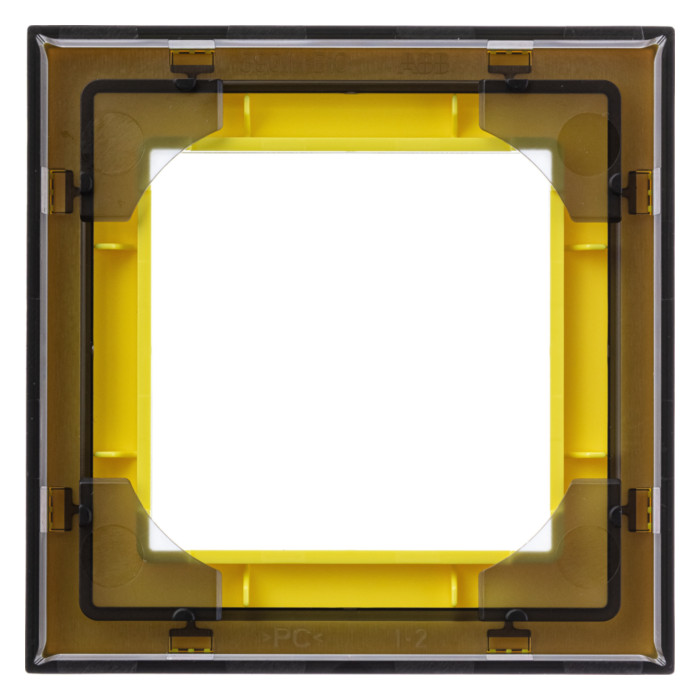Рамка 1 пост ABB LEVIT, желтый // дымчатый черный, 2CHH015010A6064