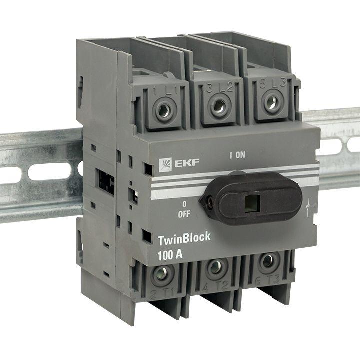 Рубильник 3п 100А с рукояткой управления для прямой установки TwinBlock PROxima EKF tb-100-3p-f