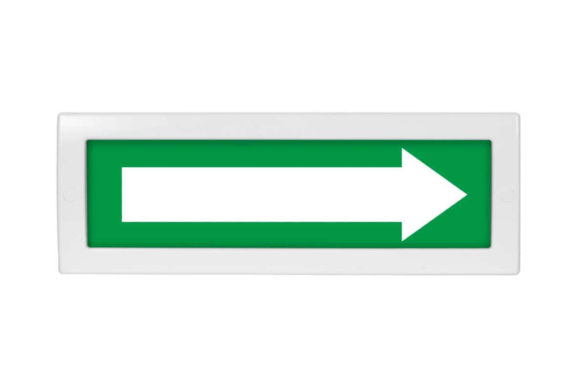 Оповещатель световой Молния-12 Стрелка вправо зеленый фон