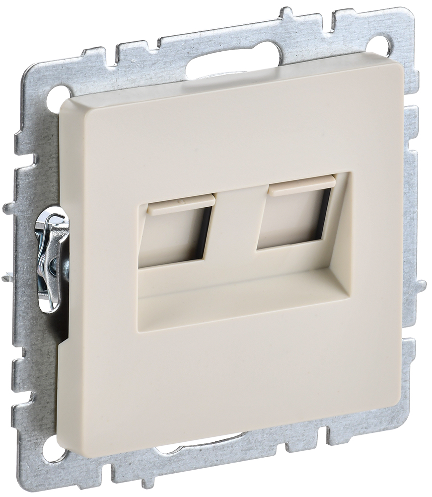 IEK BRITE BASE Бежевый Розетка двойная RJ11+RJ45 кат.5E РК/Т12-БрКр