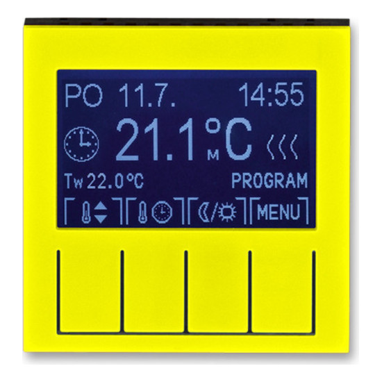 Терморегулятор универсальный программируемый ABB LEVIT, с дисплеем, желтый // дымчатый черный, 2CHH911031A4064