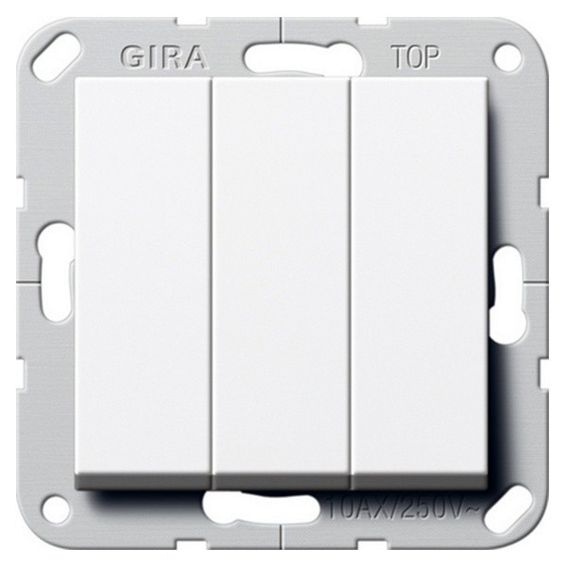 Трехклавишный выключатель Gira SYSTEM 55, алюминий, 284426
