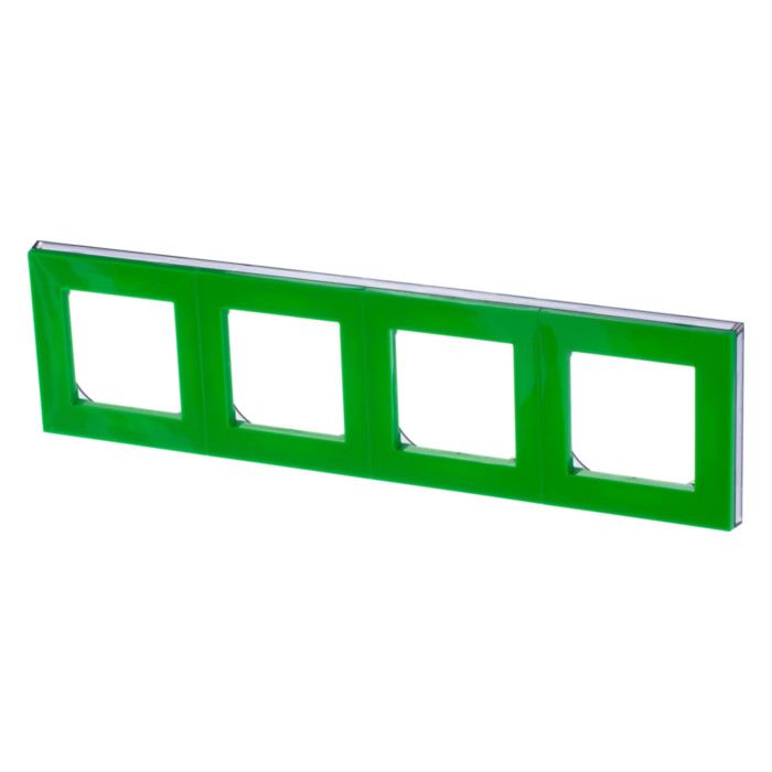 Рамка 4 поста ABB LEVIT, зеленый // дымчатый черный, 2CHH015040A6067