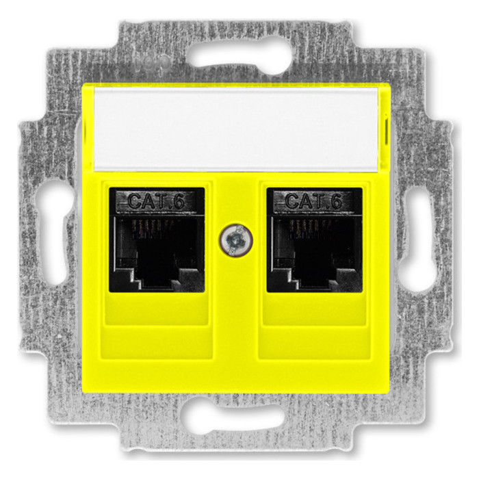 Розетка компьютерная 2xRJ45 ABB LEVIT, , желтый, 2CHH296118A6064