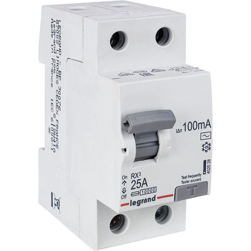 Выключатель дифференциального тока (УЗО) 2п 25А 100мА тип AC RX3 Leg 402028