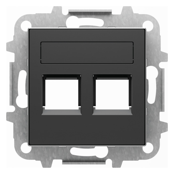 Накладка на розетку информационную ABB SKY, скрытый монтаж, черный бархат, 2CLA851820A1501