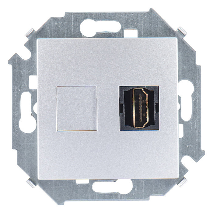 Розетка HDMI Simon 15, скрытый монтаж, алюминий, 1591407-033