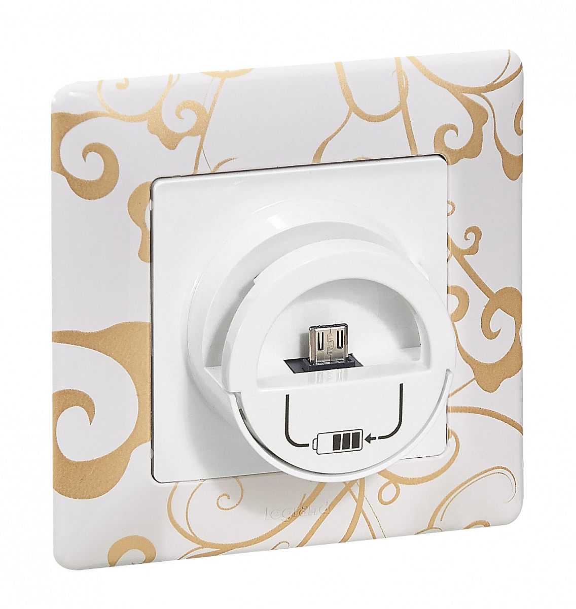 Valena LIFE.Зарядная станция MicroUSB 240В/5В 1500мА.С лицевой панелью.Белая 753011 Legrand