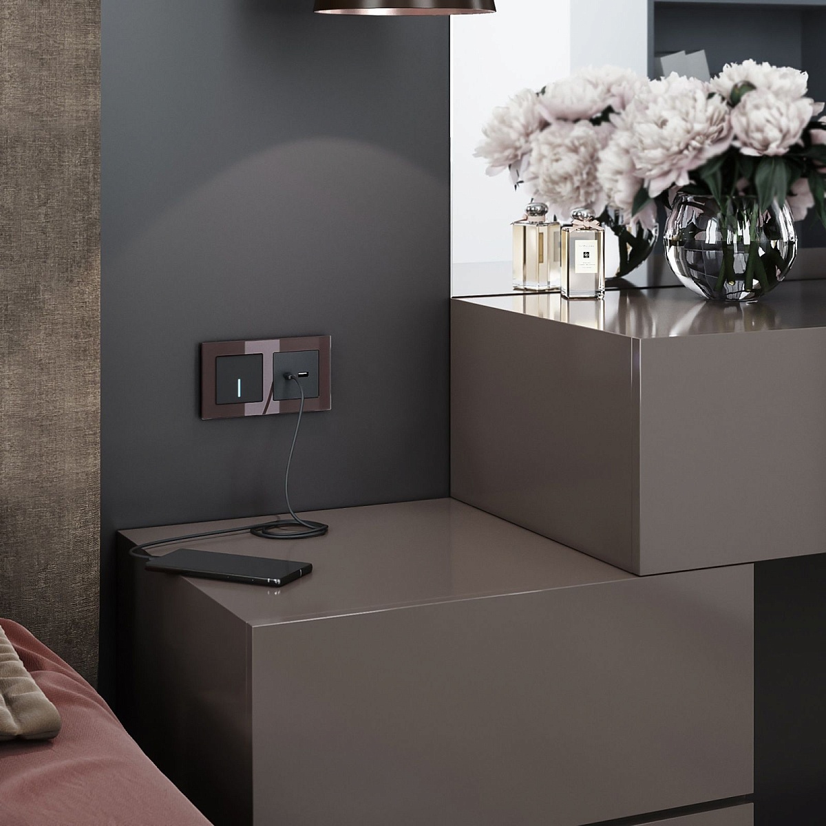 Розетка USB тип A+С (черный матовый) W1171808