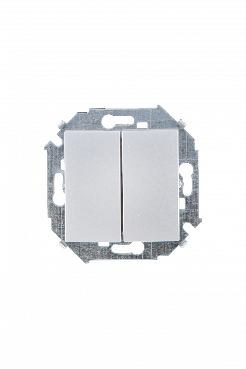 Выключатель двухклавишный кнопочный Simon SIMON 15, 4000 Вт, алюминий, 1591398-033