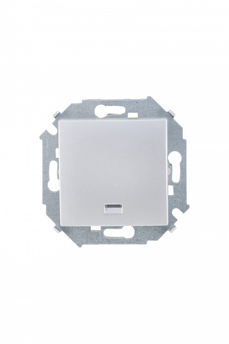 Выключатель одноклавишный Simon SIMON 15 с подсветкой, 4000 Вт, алюминий, 1591104-033