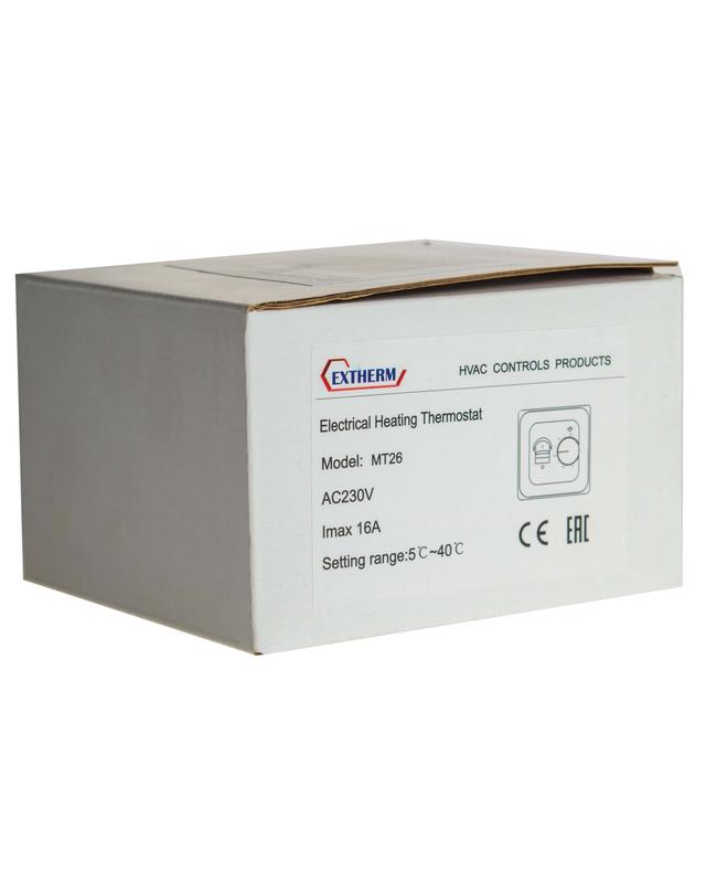 Термостат механический MT-26 (OTN-1991; RTC 70.26; MST-1; R70XT; MTT-2; M5.713) 16А 3.6кВт для теплых полов датчик пола бел. Extherm MT26